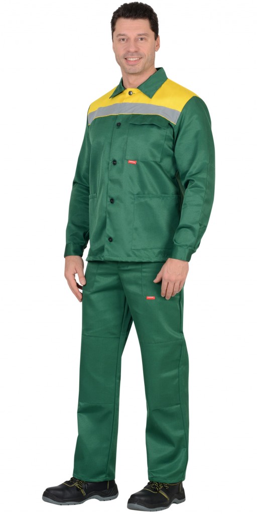 Костюм &quot;АРТ. 56425&quot;: куртка, брюки зеленый с желтым и СОП