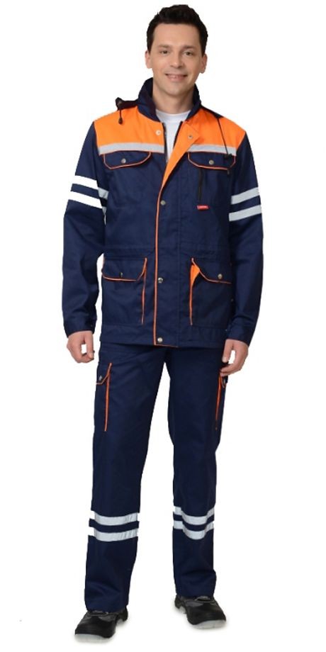 Костюм &quot;АРТ. 10011&quot; летний: куртка, п/комб. синий с оранжевым и СОП 25 мм