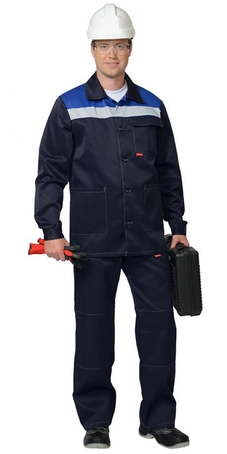 Костюм &quot;АРТ. 10029&quot;: куртка, брюки тёмно-синий с васильк. и СОП 50 мм