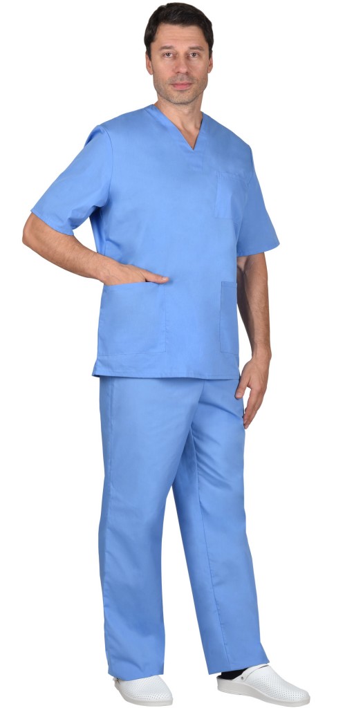 Костюм хирурга &quot;АРТ. 59529&quot; универсальный: блуза, брюки голубой (СТ)