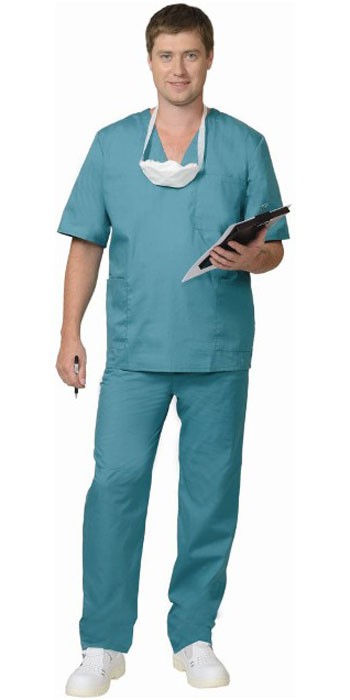 Костюм хирурга &quot;АРТ. 59541&quot; универсальный: блуза, брюки зелёный