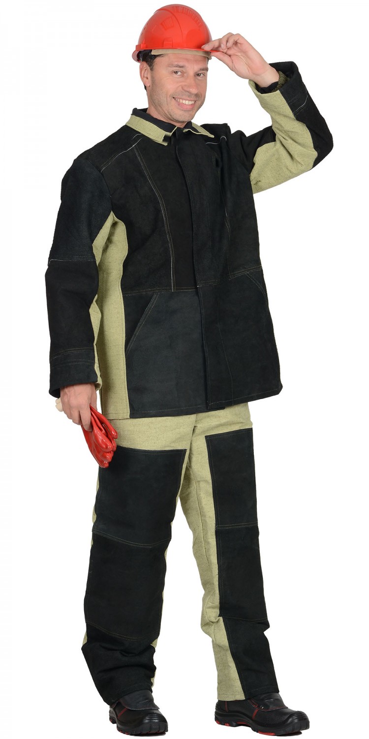 Костюм сварщика: куртка, брюки брезентовый со спилком