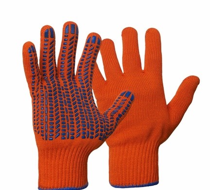 Перчатки х б оранжевые с односторонним ПВХ покрытием