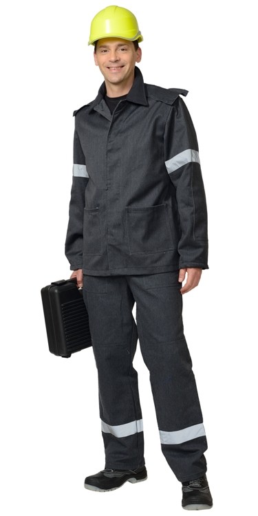 Костюм шахтёрский куртка, брюки серый с СОП. Тип А