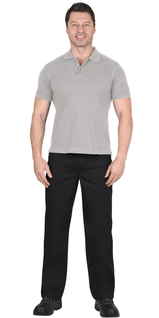 Рубашка-поло АРТ. 59216 короткие рукава св.серая, рукав с манжетом, пл.180 г/кв.м.