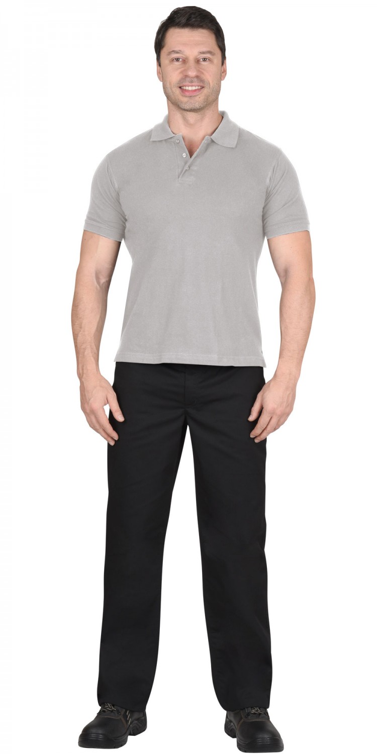 Рубашка-поло АРТ. 59216 короткие рукава св.серая, рукав с манжетом, пл.180 г/кв.м.