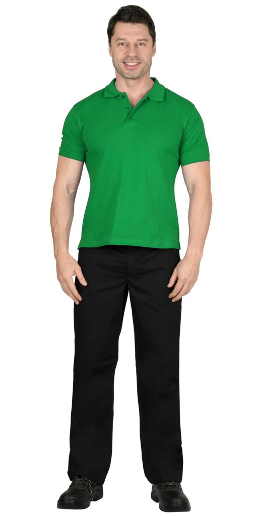 Рубашка-поло АРТ. 59225 короткие рукава св.зеленая, рукав с манжетом, пл.180 г/кв.м.