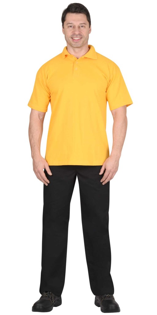 Рубашка-поло АРТ. 59234 короткие рукава желтая, рукав с манжетом, пл.180 г/кв.м.
