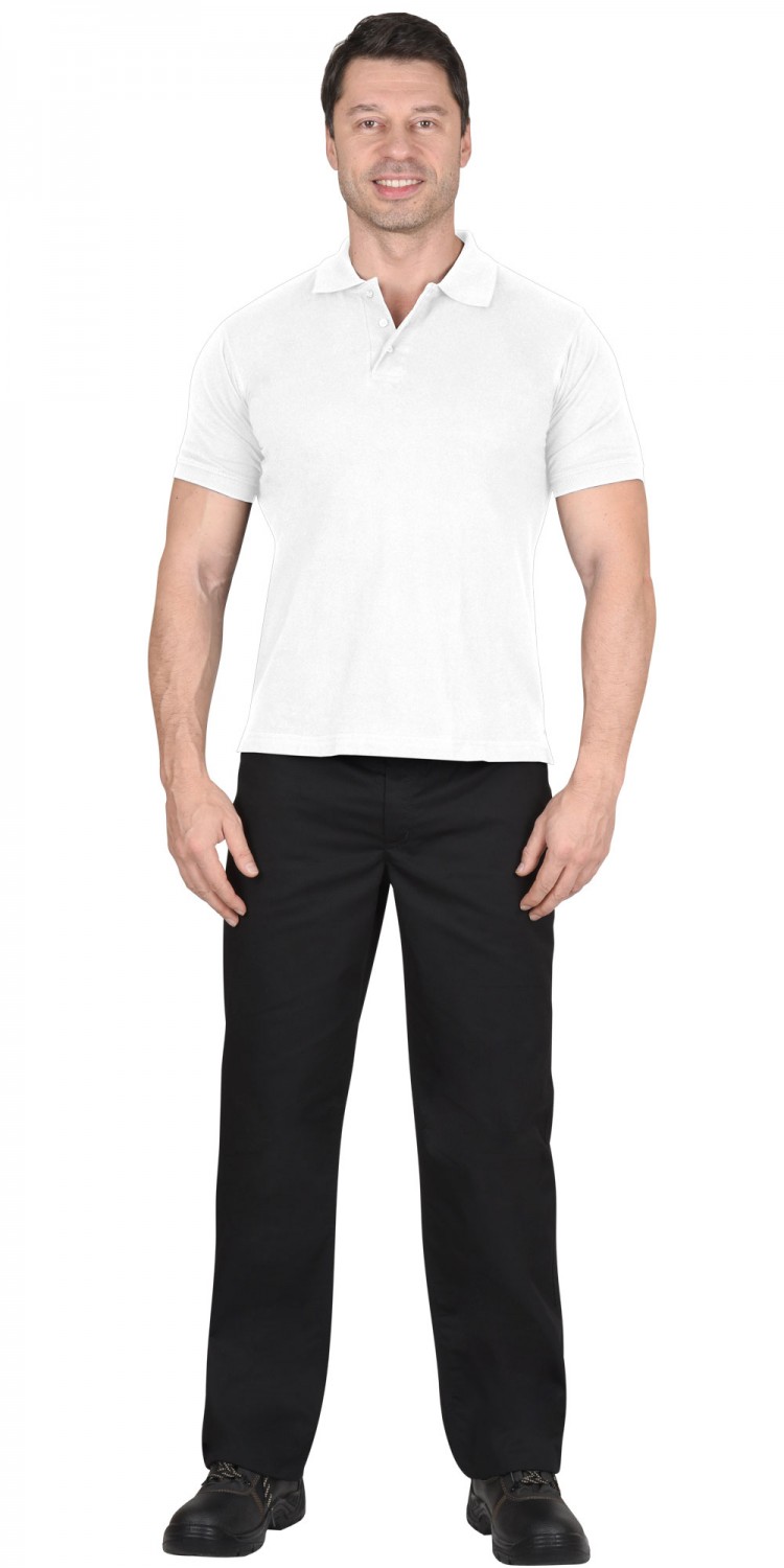 Рубашка-поло АРТ. 59243а короткие рукава белая, рукав с манжетом, пл.180 г/кв.м.