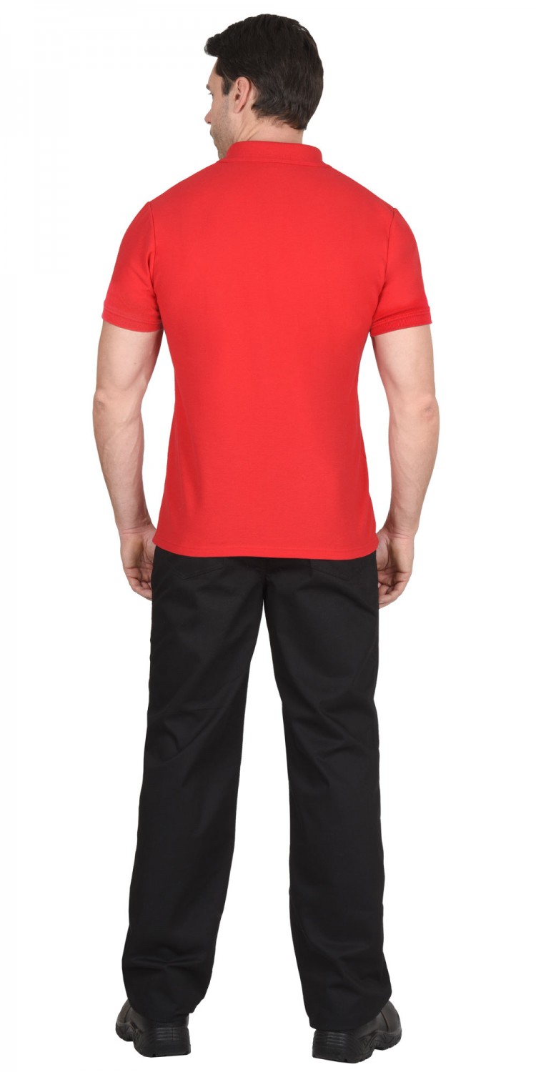 Рубашка-поло короткие рукава красная, рукав с манжет.,пл.180 г/кв.м.