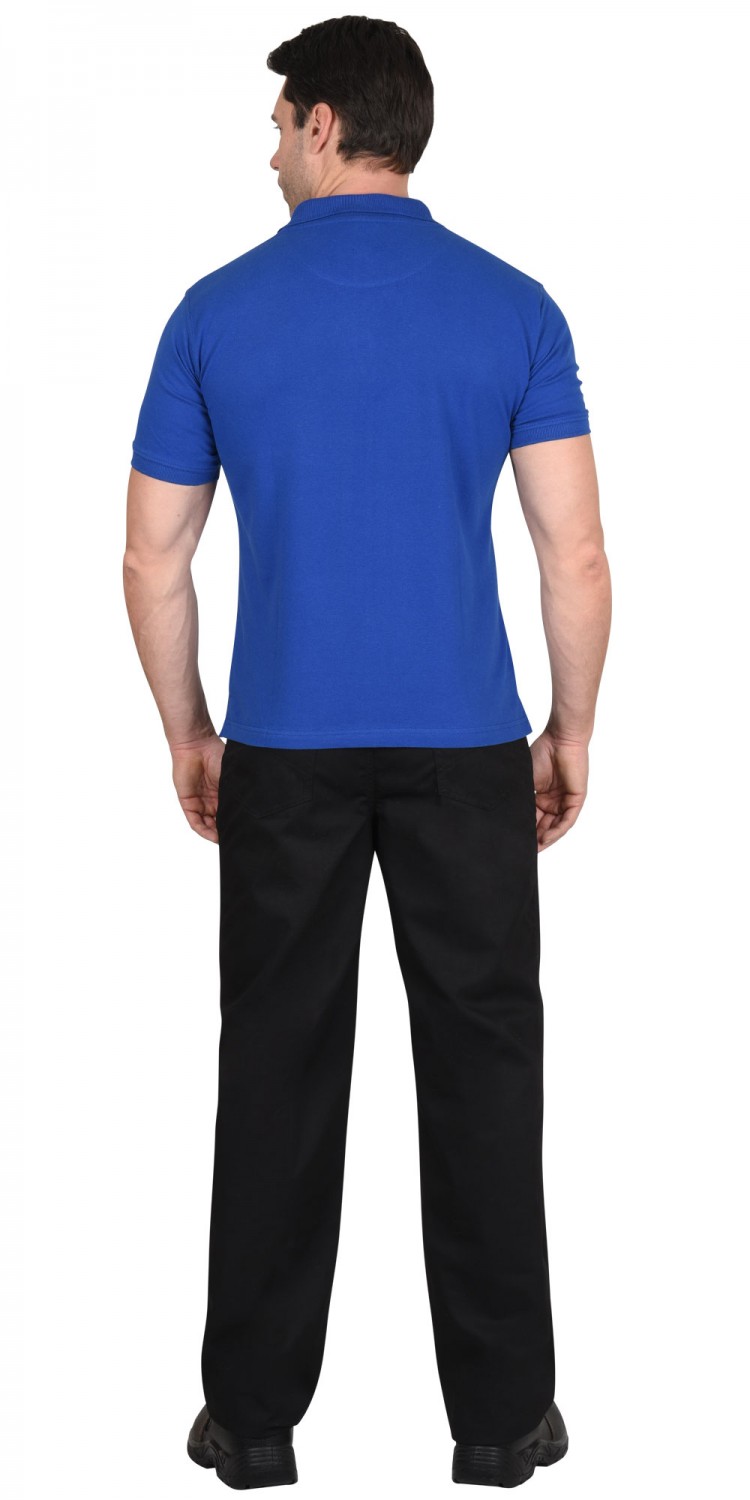 Рубашка-поло АРТ. 59270 короткие рукава васильковая, рукав с манжетом, пл.180 г/кв.м.