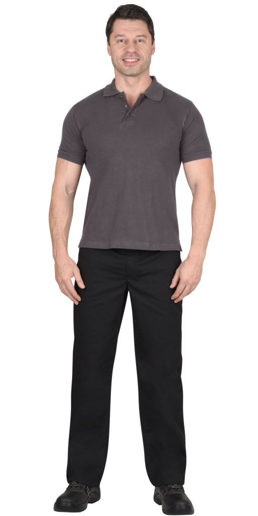 Рубашка-поло АРТ. 59279 короткие рукава серая, рукав с манжетом, пл.180 г/кв.м.