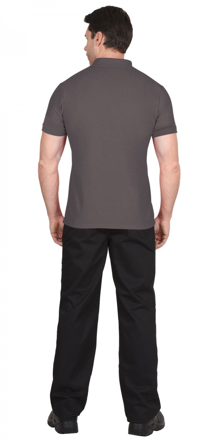 Рубашка-поло АРТ. 59279 короткие рукава серая, рукав с манжетом, пл.180 г/кв.м.