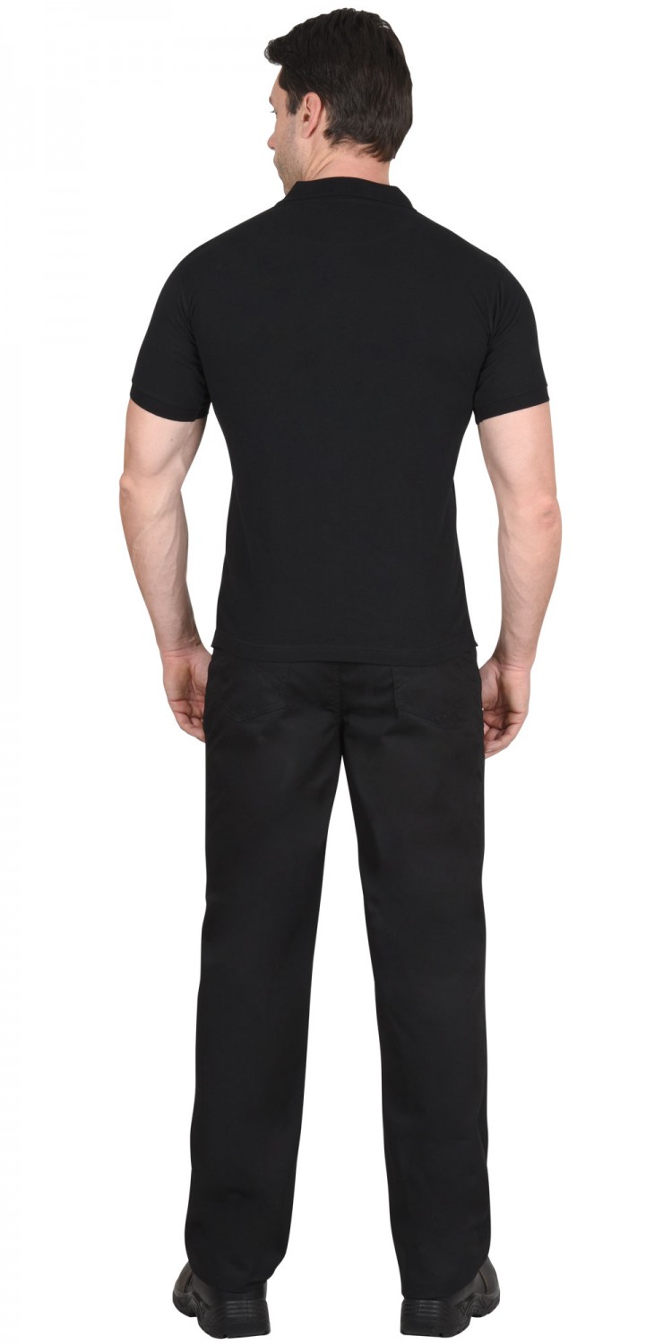 Рубашка-поло АРТ. 59288 короткие рукава черная, рукав с манжетом, пл.180 г/кв.м.