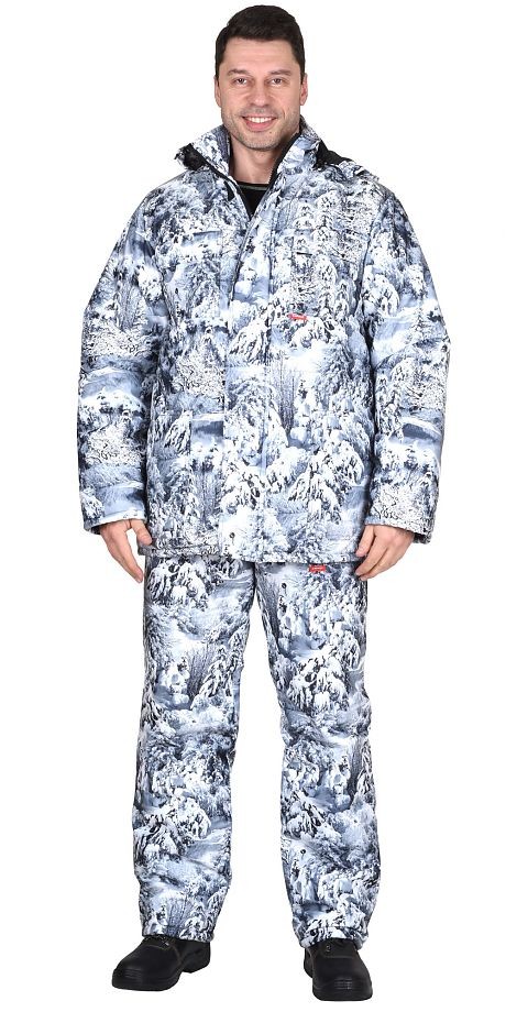 Костюм &quot;АРТ. 17620&quot; зимний: куртка, брюки. (тк.Алова) КМФ Белый лес