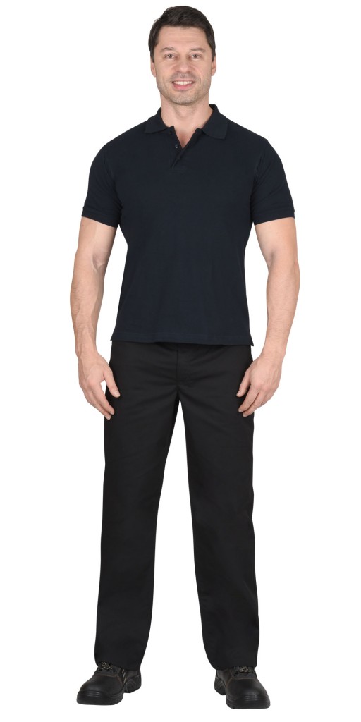Рубашка-поло АРТ. 59297 короткие рукава т.-синяя, рукав с манжетом, пл.180 г/кв.м.