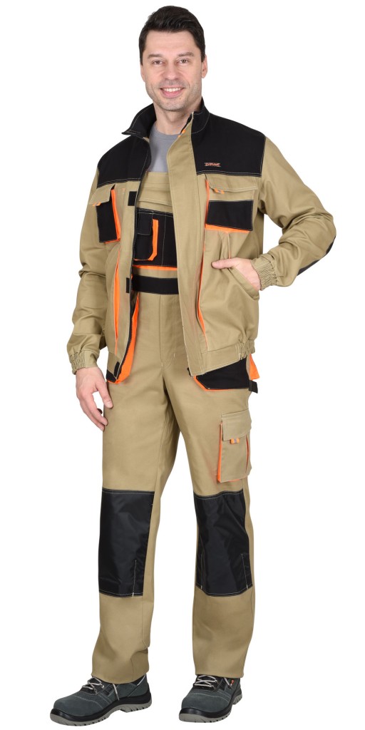 Костюм &quot;АРТ. 19253&quot; короткая куртка, п/к, песочный с оранжевым и черным