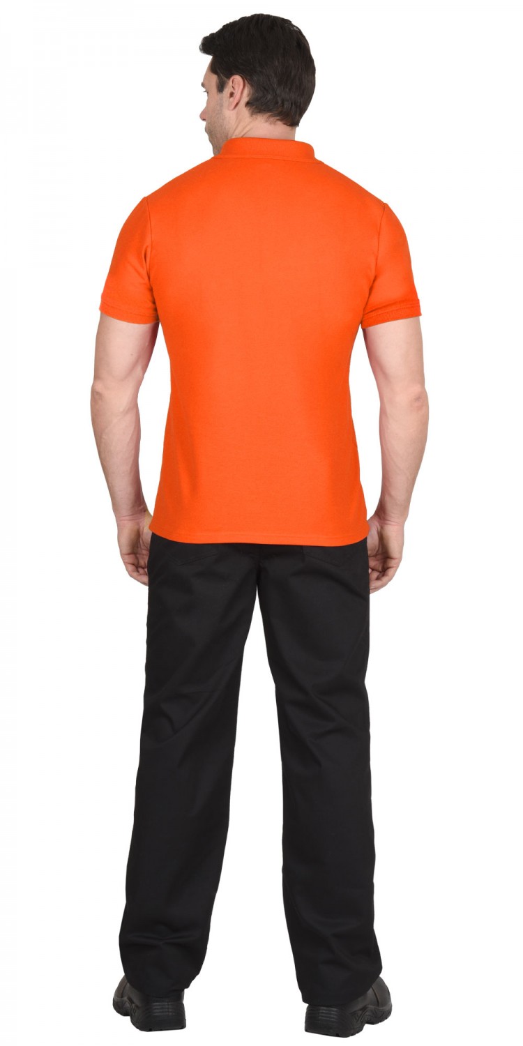 Рубашка-поло АРТ. 59252 короткие рукава оранжевая, рукав с манжетом, пл.180 г/кв.м.